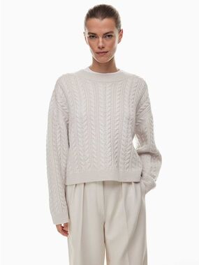 Aritzia The Group Babaton Fisherman White Oversized Merino Wool Sweater L